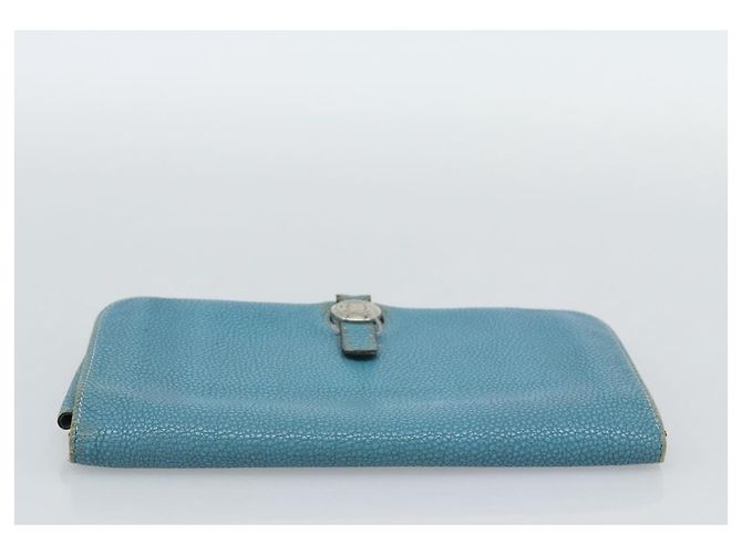 Hermès Portafoglio HERMES Dogon GM in pelle azzurro argento Auth BA13622 Blu chiaro - vista 5