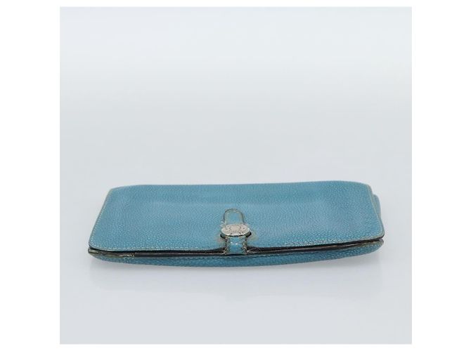 Hermès Portafoglio HERMES Dogon GM in pelle azzurro argento Auth BA13622 Blu chiaro - vista 6