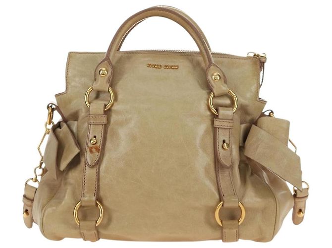 Borsa Miu Miu in pelle 2 way Beige Oro Auth 186442SAM D'oro - vista 13