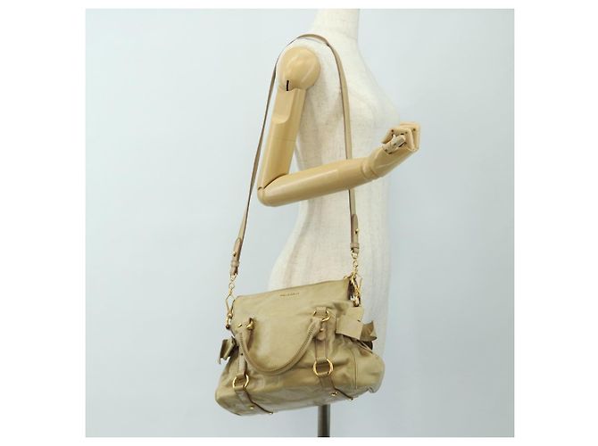 Borsa Miu Miu in pelle 2 way Beige Oro Auth 186442SAM D'oro - vista 28