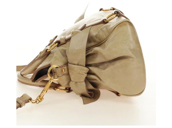 Borsa Miu Miu in pelle 2 way Beige Oro Auth 186442SAM D'oro - vista 4