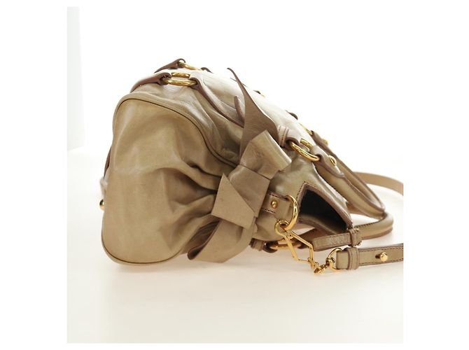 Borsa Miu Miu in pelle 2 way Beige Oro Auth 186442SAM D'oro - vista 5