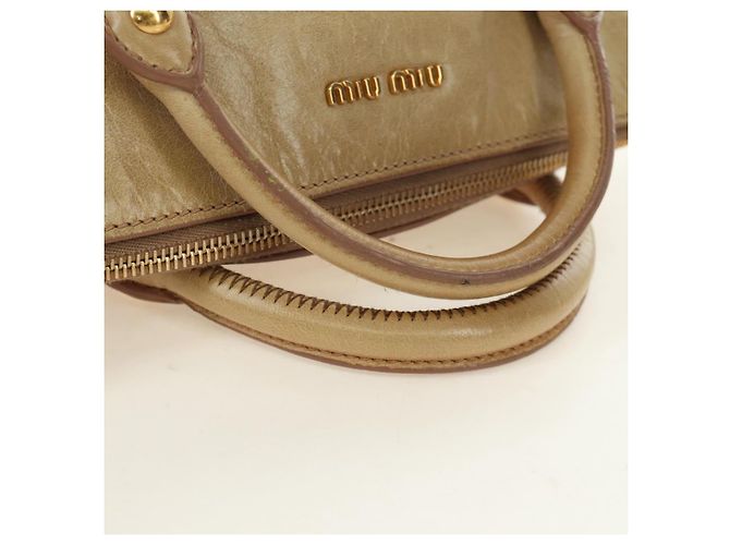 Borsa Miu Miu in pelle 2 way Beige Oro Auth 186442SAM D'oro - vista 7
