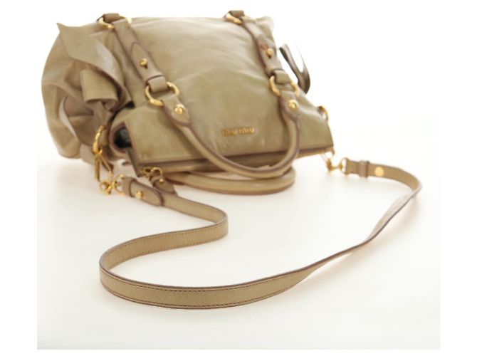 Borsa Miu Miu in pelle 2 way Beige Oro Auth 186442SAM D'oro - vista 8