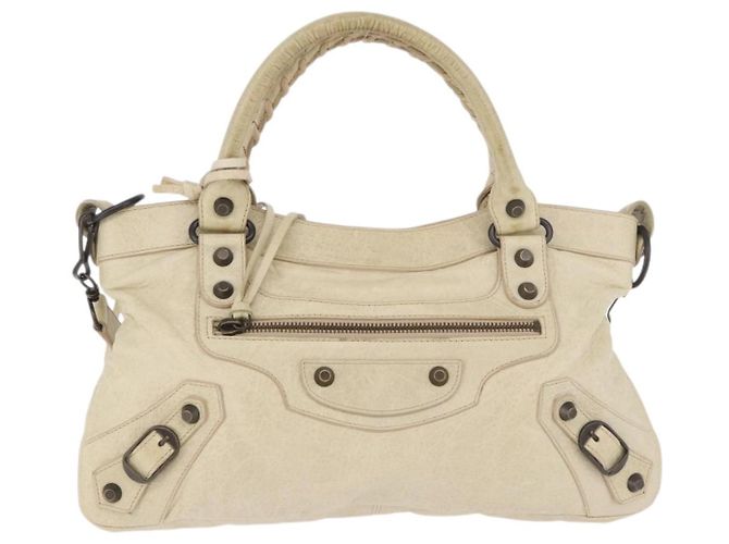 BALENCIAGA Borsa The First in pelle 2way Avorio 103208 Auth 187956V Crudo - vista 13