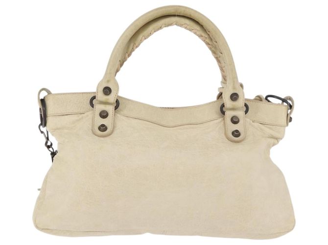 BALENCIAGA Borsa The First in pelle 2way Avorio 103208 Auth 187956V Crudo - vista 2