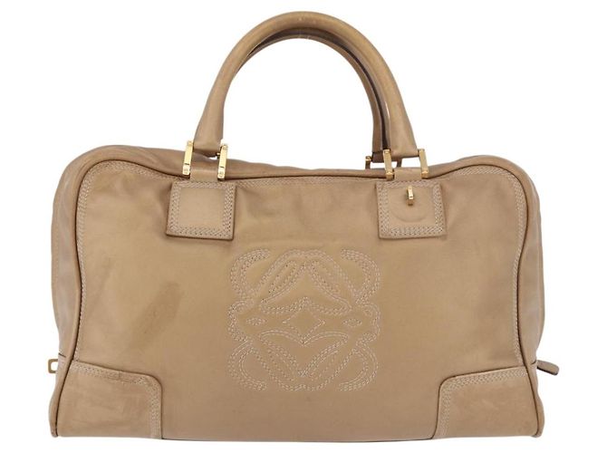 LOEWE Anagram Amazonas Hand Bag Pelle Beige Oro Auth bs35616 D'oro - vista 13