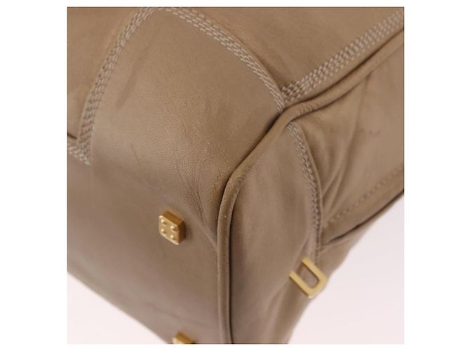 LOEWE Anagram Amazonas Hand Bag Pelle Beige Oro Auth bs35616 D'oro - vista 16