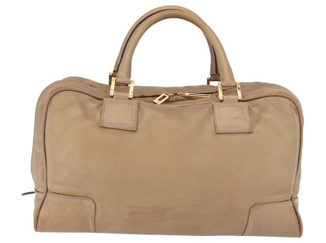 LOEWE Anagram Amazonas Hand Bag Pelle Beige Oro Auth bs35616 D'oro - vista 2
