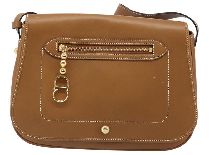 Borsa a tracolla Christian Dior in pelle marrone oro Auth hk3803 D'oro - vista 13