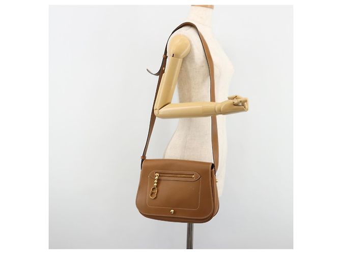 Borsa a tracolla Christian Dior in pelle marrone oro Auth hk3803 D'oro - vista 26