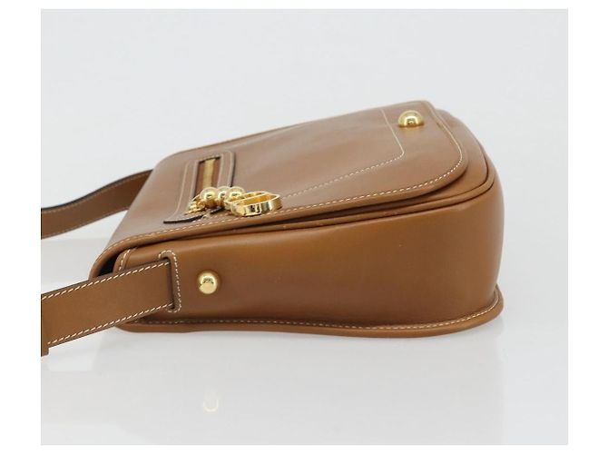Borsa a tracolla Christian Dior in pelle marrone oro Auth hk3803 D'oro - vista 4