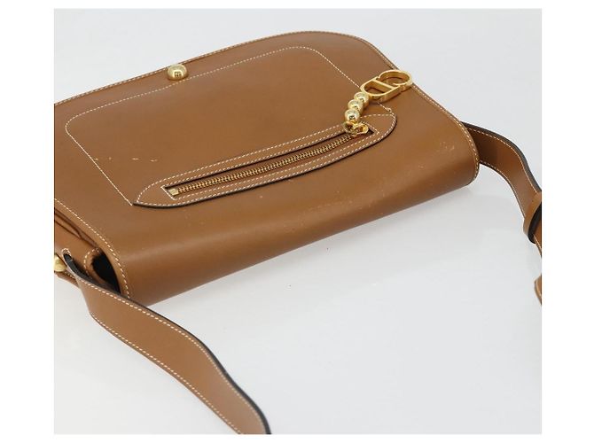 Borsa a tracolla Christian Dior in pelle marrone oro Auth hk3803 D'oro - vista 6
