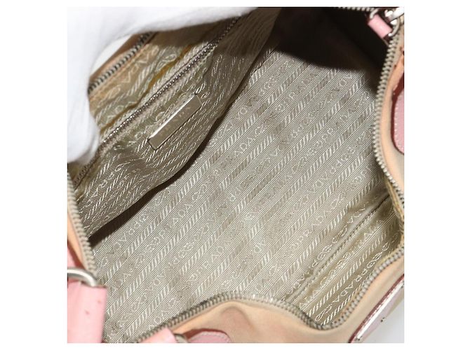Borsa PRADA in tela beige argento Auth BA13510A - vista 10