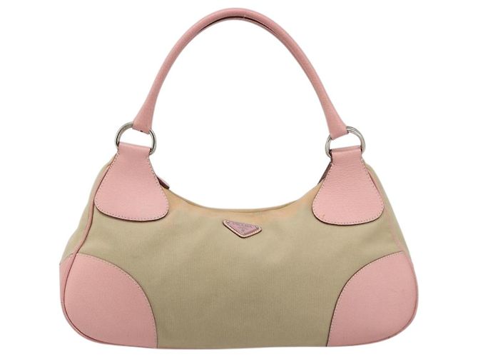 Borsa PRADA in tela beige argento Auth BA13510A - vista 13