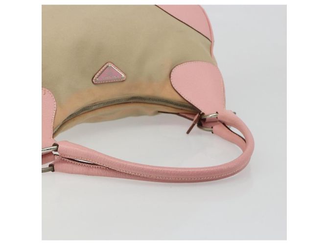 Borsa PRADA in tela beige argento Auth BA13510A - vista 8