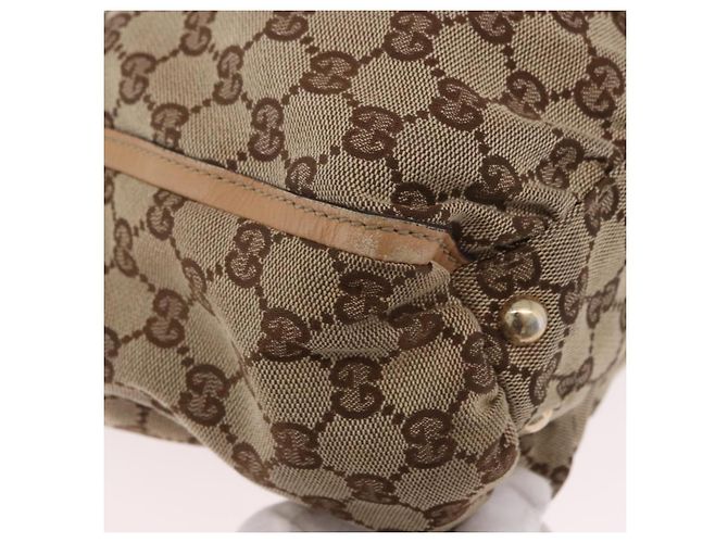 Borsa GUCCI GG Canvas Abbey Beige Oro 189831 Auth ka4927 D'oro - vista 14