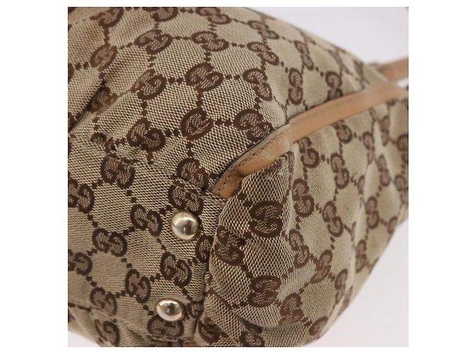 Borsa GUCCI GG Canvas Abbey Beige Oro 189831 Auth ka4927 D'oro - vista 15