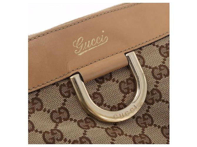 Borsa GUCCI GG Canvas Abbey Beige Oro 189831 Auth ka4927 D'oro - vista 18