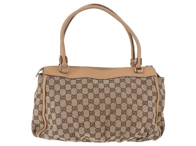 Borsa GUCCI GG Canvas Abbey Beige Oro 189831 Auth ka4927 D'oro - vista 2
