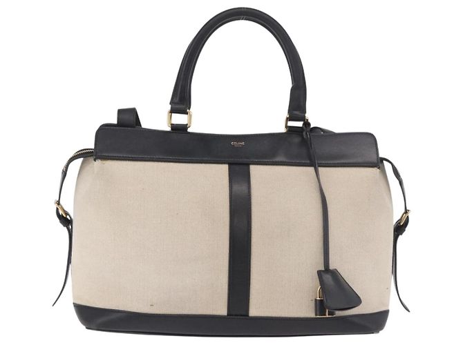 Céline Borsa CELINE Cabas De France in tela e pelle 2way Beige Oro Auth 188436 D'oro - vista 13