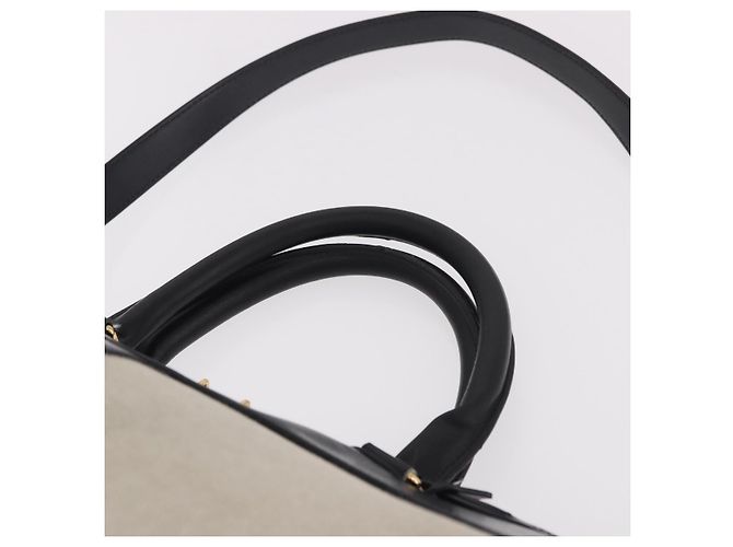 Céline Borsa CELINE Cabas De France in tela e pelle 2way Beige Oro Auth 188436 D'oro - vista 14