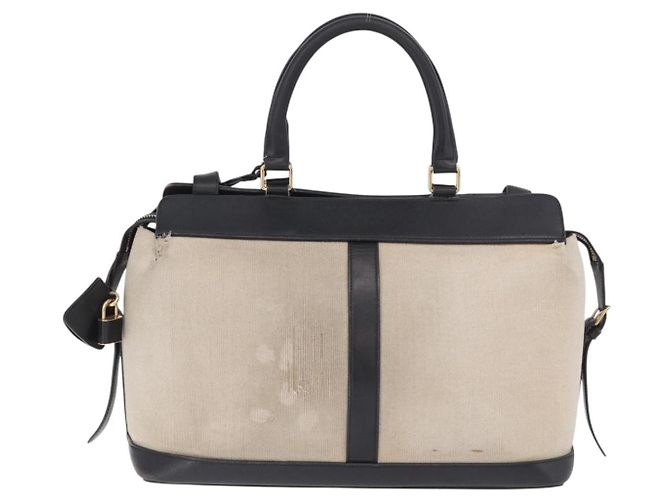 Céline Borsa CELINE Cabas De France in tela e pelle 2way Beige Oro Auth 188436 D'oro - vista 2