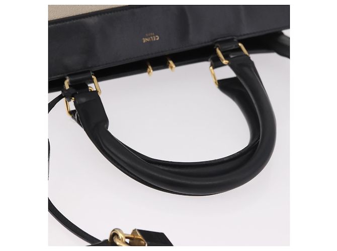 Céline Borsa CELINE Cabas De France in tela e pelle 2way Beige Oro Auth 188436 D'oro - vista 9