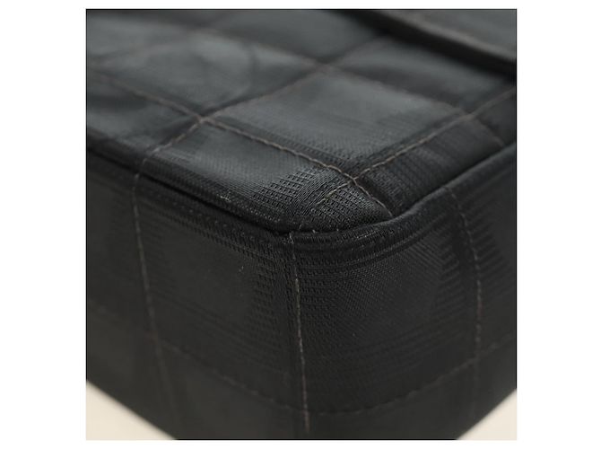 CHANEL Choco Bar Chain New Travel Line Bag Canvas Black CC Auth 187224SAV Nero - vista 16