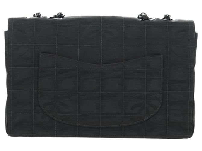 CHANEL Choco Bar Chain New Travel Line Bag Canvas Black CC Auth 187224SAV Nero - vista 2