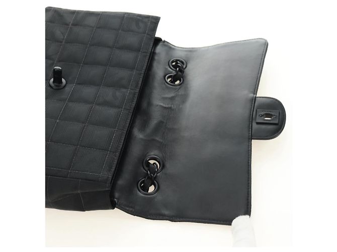 CHANEL Choco Bar Chain New Travel Line Bag Canvas Black CC Auth 187224SAV Nero - vista 20