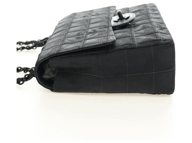 CHANEL Choco Bar Chain New Travel Line Bag Canvas Black CC Auth 187224SAV Nero - vista 3