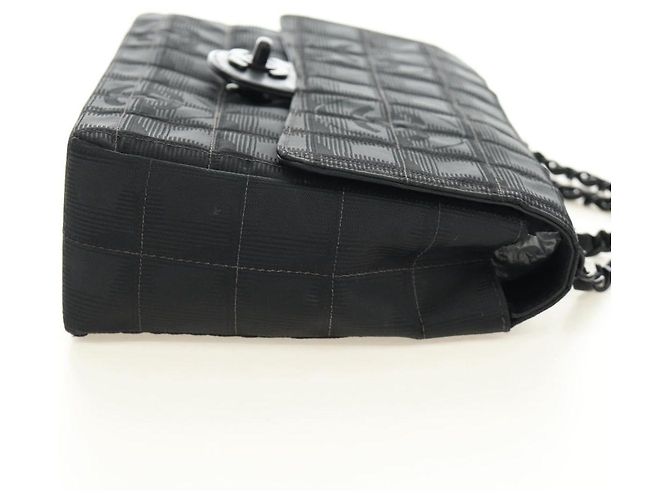 CHANEL Choco Bar Chain New Travel Line Bag Canvas Black CC Auth 187224SAV Nero - vista 4