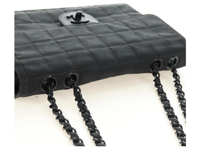CHANEL Choco Bar Chain New Travel Line Bag Canvas Black CC Auth 187224SAV Nero - vista 6