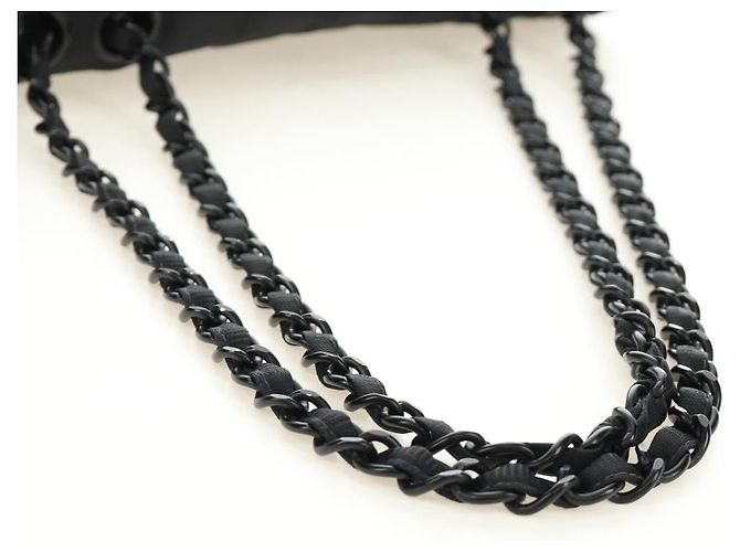 CHANEL Choco Bar Chain New Travel Line Bag Canvas Black CC Auth 187224SAV Nero - vista 7