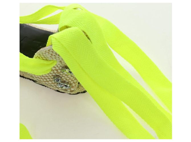 Sandali Espadrilles Bijou LOEWE in tela Verde Neon Auth 186240M - vista 13
