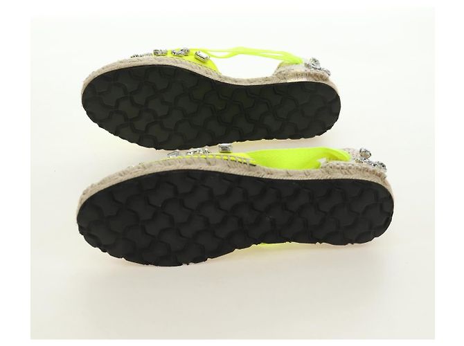 Sandali Espadrilles Bijou LOEWE in tela Verde Neon Auth 186240M - vista 14