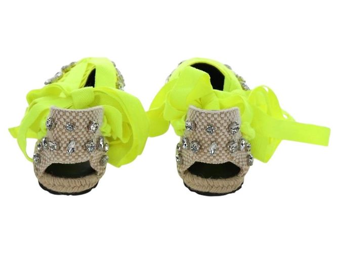Sandali Espadrilles Bijou LOEWE in tela Verde Neon Auth 186240M - vista 3