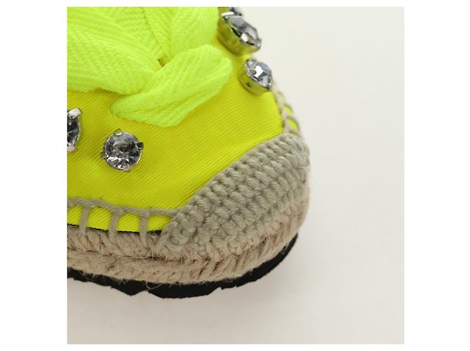 Sandali Espadrilles Bijou LOEWE in tela Verde Neon Auth 186240M - vista 6