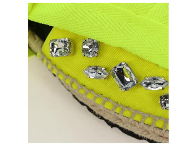 Sandali Espadrilles Bijou LOEWE in tela Verde Neon Auth 186240M - vista 7