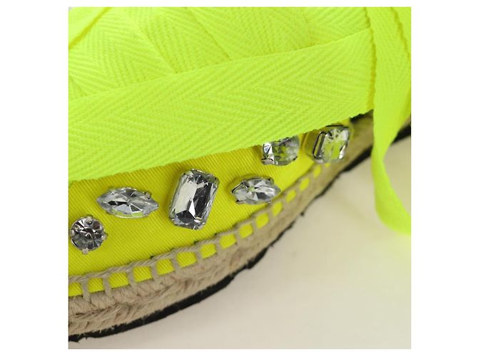 Sandali Espadrilles Bijou LOEWE in tela Verde Neon Auth 186240M - vista 8