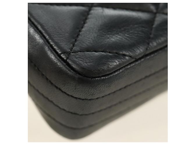 CHANEL Borsa a Spalla Chain Matelasse in Pelle di Agnello Nera e Oro CC Auth 187203SAV Nero D'oro - vista 17