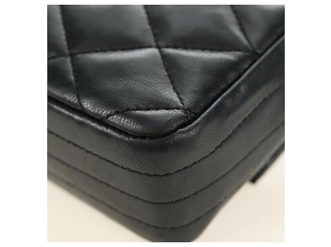 CHANEL Borsa a Spalla Chain Matelasse in Pelle di Agnello Nera e Oro CC Auth 187203SAV Nero D'oro - vista 18