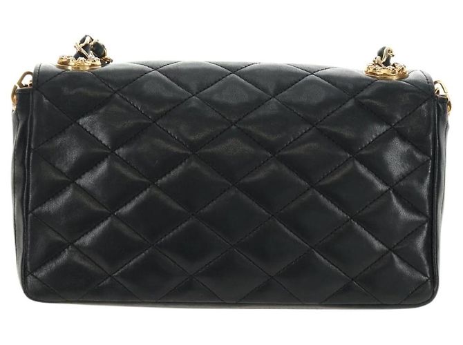 CHANEL Borsa a Spalla Chain Matelasse in Pelle di Agnello Nera e Oro CC Auth 187203SAV Nero D'oro - vista 2