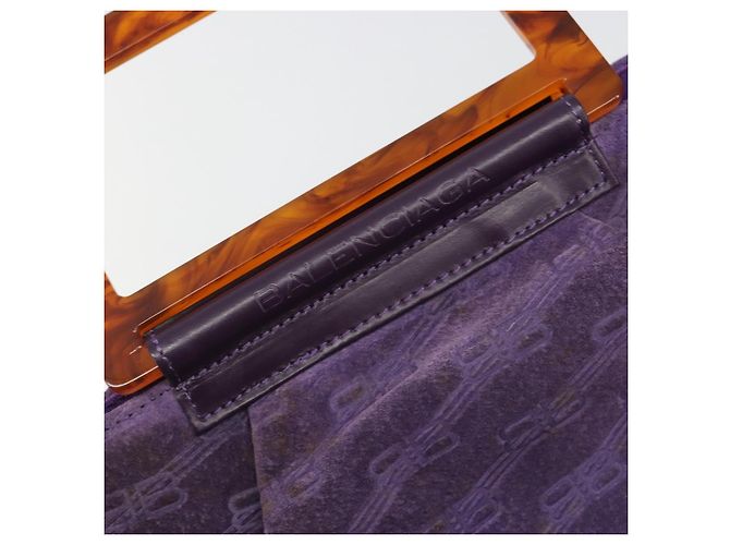 BALENCIAGA Handtasche Wildleder Violett Silber Auth yk20590 - Ansicht 17