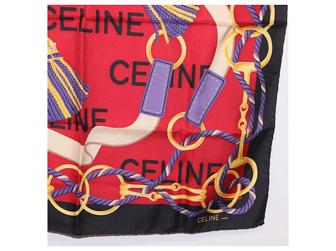 Céline CELINE Schal Seide Rot Auth 187321 - Ansicht 5