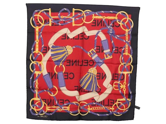 Céline CELINE Schal Seide Rot Auth 187321 - Ansicht 6