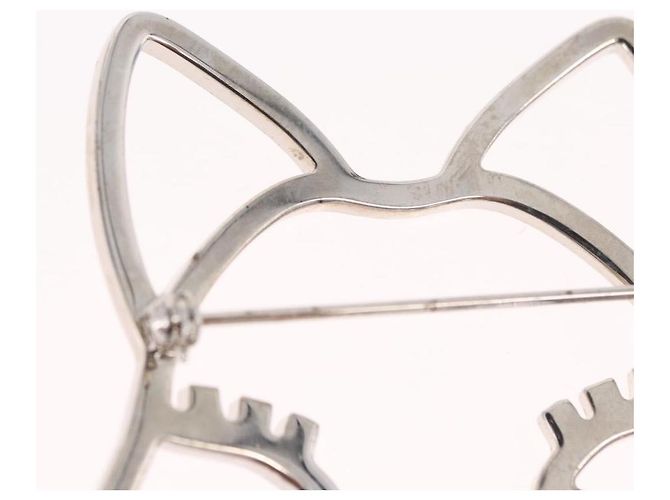 Spilla CHANEL metallo Silver tone CC Auth 189215M - vista 15