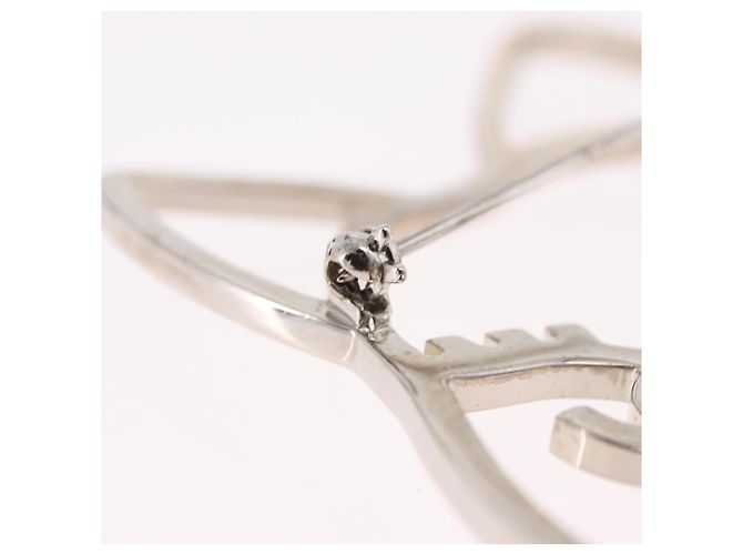 Spilla CHANEL metallo Silver tone CC Auth 189215M - vista 19