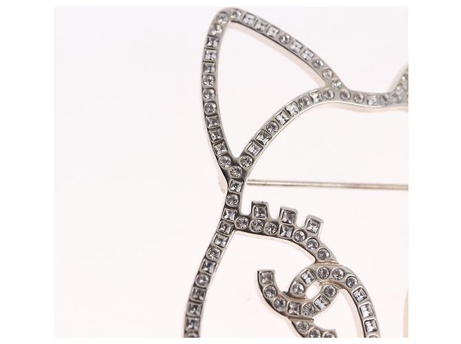 Spilla CHANEL metallo Silver tone CC Auth 189215M - vista 4